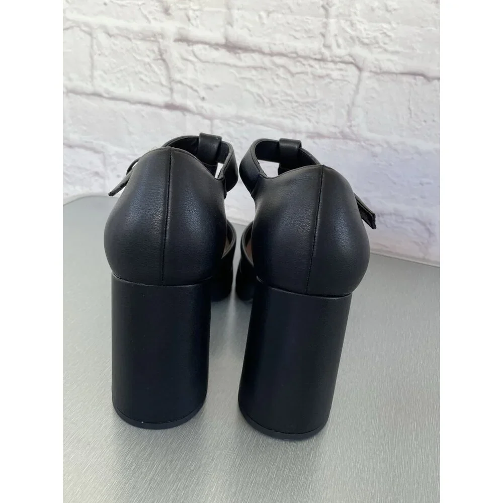 Pop Women Black Block Heel Platform Y2K Mary Jane Dress Shoes Size 9M - Picture 5 of 10